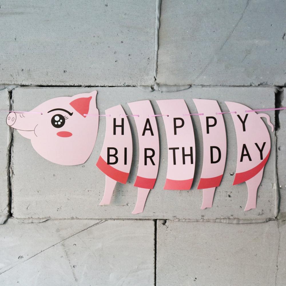 Jungle Safari Fête D'anniversaire Bannière Dessin Animé Vache Girafe Cochon Guirlande Drapeau Un 1st Anniversaire Fournitures Animaux Des Bois Décor de Fête