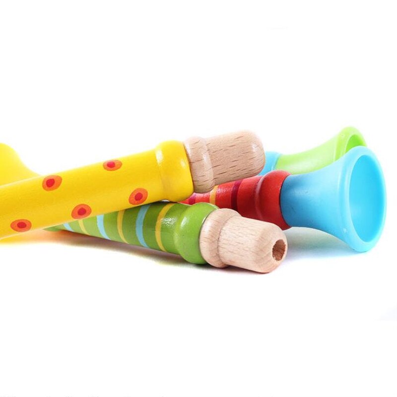 Baby trä musikinstrument leksaker liten högtalare trä vertikal visselpipa små högtalare trumpet leksak barn barn slumpmässig färg