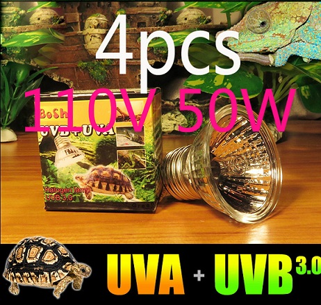 Paquete de 4 bombillas halógenas de tungsteno para repostería, set de lámparas para vivero de reptiles, de amplio espectro, 110v y 220v, UVB + UVA: 50w x4  110v