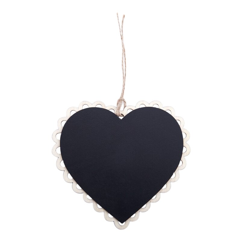 10 Pieces Mini Hanging Chalkboard Wood / Slate Chalkboard Black Hanging Wood writable erasable Blackboard in Message board Woo