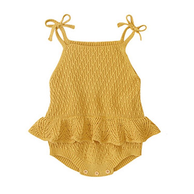 Humor Beer Baby Kleding Lente Herfst Baby Baby Meisje Breien Jumpsuit Solid Trui Romper Sling Mouwloze Outfit: BN1532 yellow / 18m