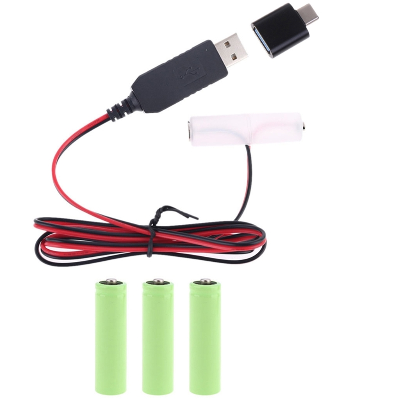 Aa Attrappe-Batterien Adapter abnehmbare USB-Strom versorgung Kabel Kabel Ersatz 1 bis 4 stücke aa Batterie für LED-Spielzeug Fernbedienungen: Orange / 2m