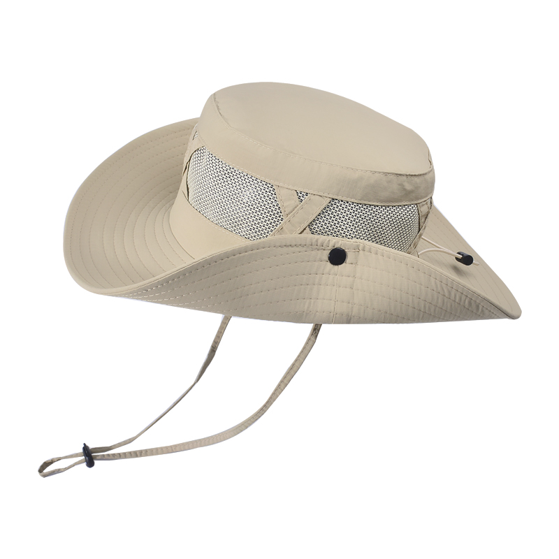 Xinbaoguan 100 % Nylon Frühling/Sommer groß Traufe Atmungsaktiver Sonnenschutz Fischerhut Herren Sonnenschutz Sonnenhut Angelhut: Beige