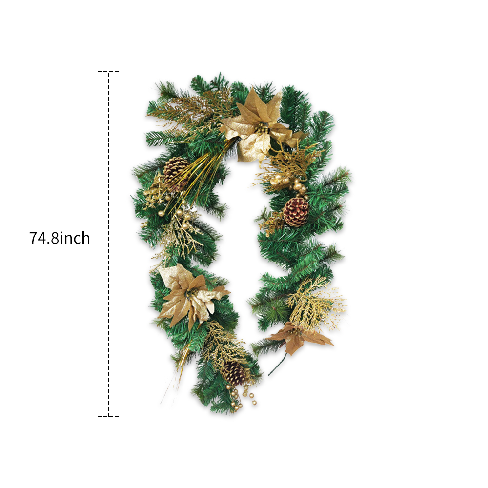 1.9/2.1m Christmas Wreath Christmas Artificial Garland Wreath Green Xmas Home Party Christmas Decor Rattan Hanging Ornament