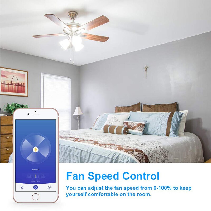 Smart WiFi Fan Light Switch, In-Wall Ceiling Fan Lamp Switch Works with Alexa, Google Home Assistant [VoiceRemoteTouch Control]