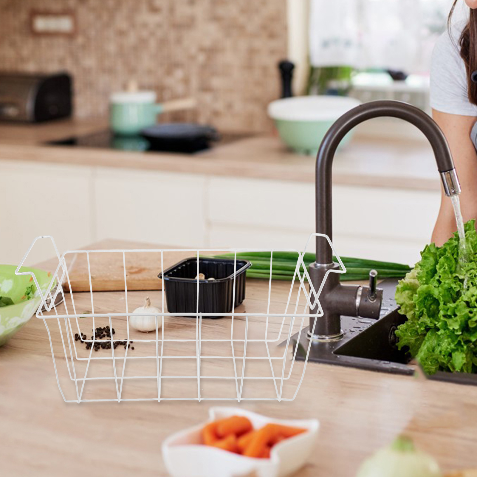 Cestello sospeso per conservazione del congelatore per cestini in ferro per alimenti per frigorifero, filo per petto profondo in acciaio