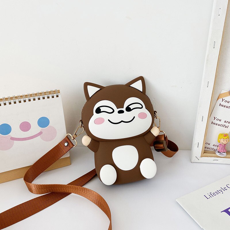 Silicone messenger bag female cartoon cute monkey mobile phone bag women shoulder bag: 07