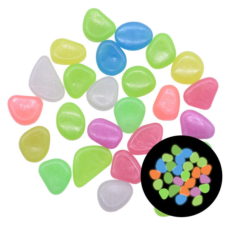 50Pcs Luminous Stone Rocks Glow In The Dark Garden Pebbles for Walkways Path Patio Lawn Pool Aquarium Garden Decor Glow Pebbles: Mix