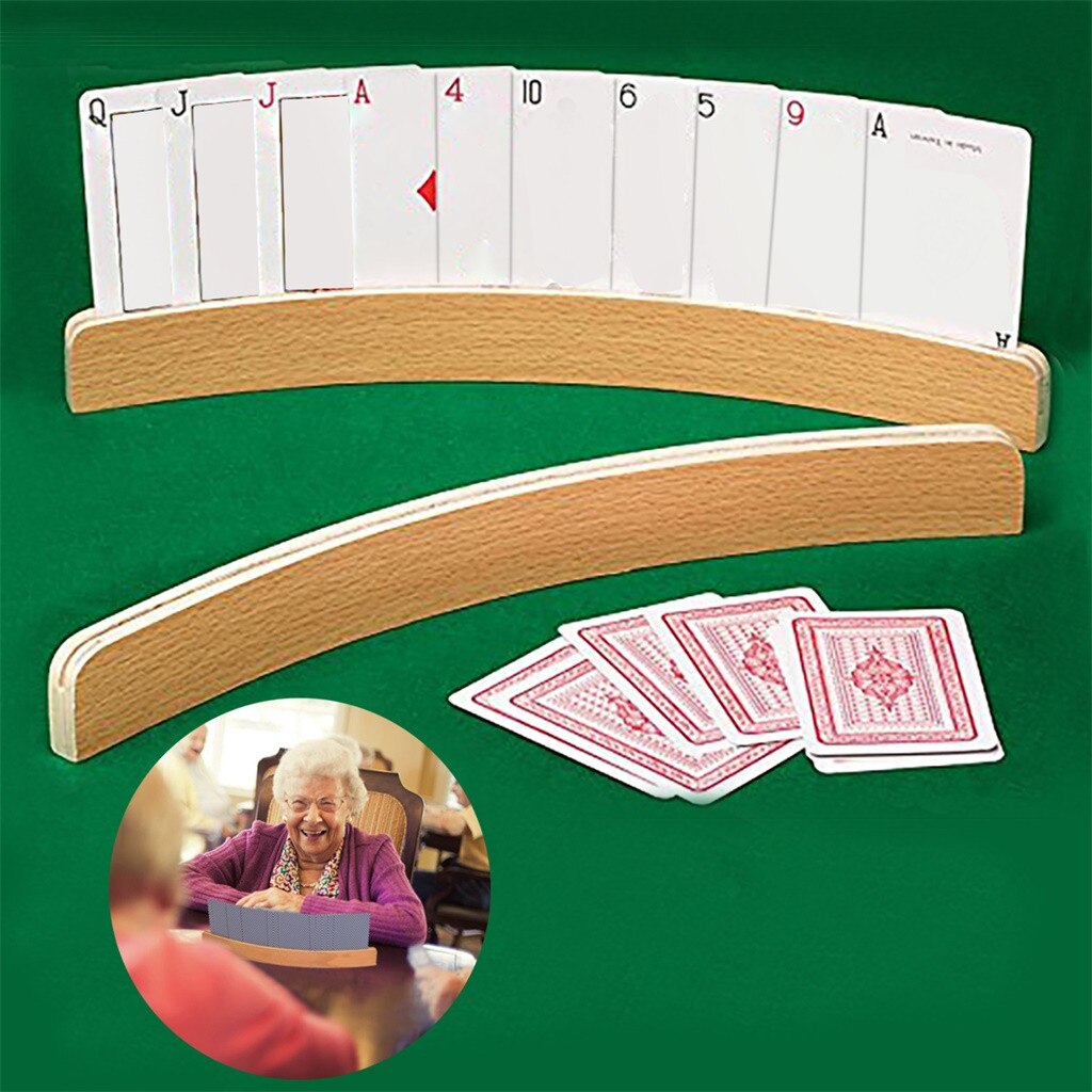Curved Wooden Playing Card Holder 14 Inch Wooden Playing Card Holders Set of 2 Cuisine Shelf Gootsteen Organizer Protector