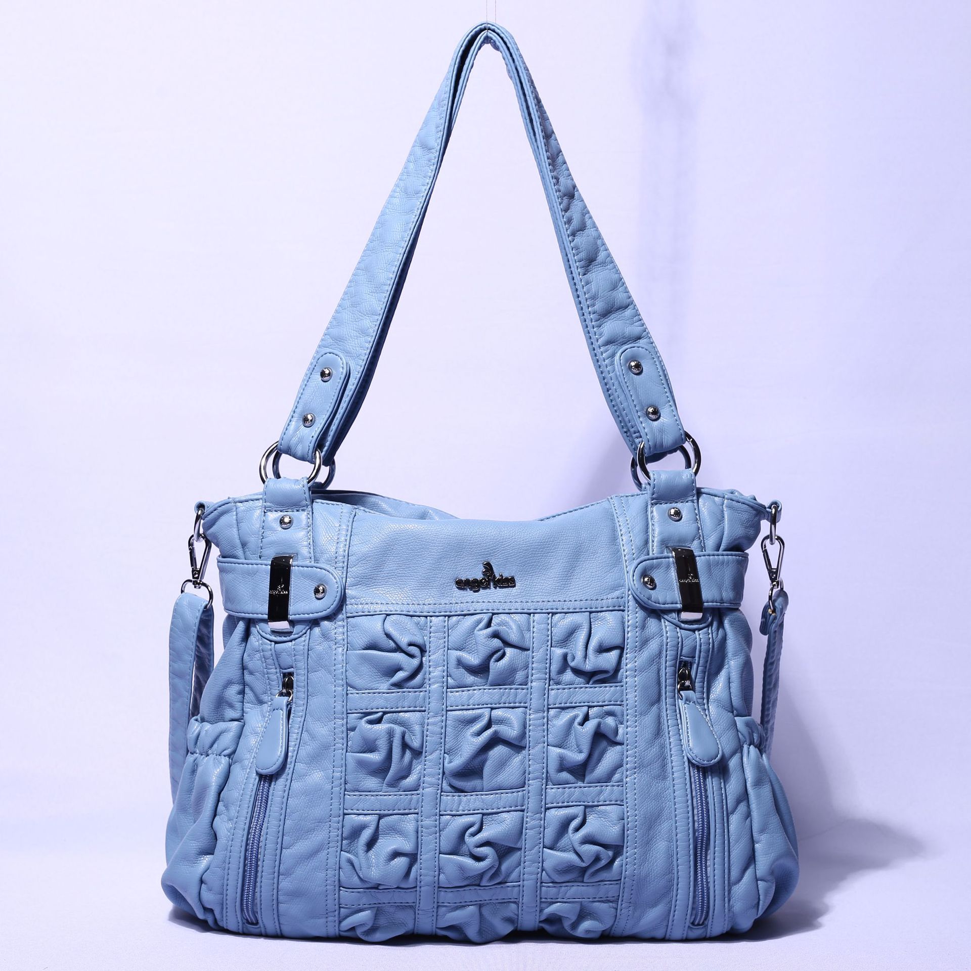 Angel Barcelo femmes sacs à main PU sac à bandoulière plissé sac à bandoulière doux dames cartables grande capacité portefeuille