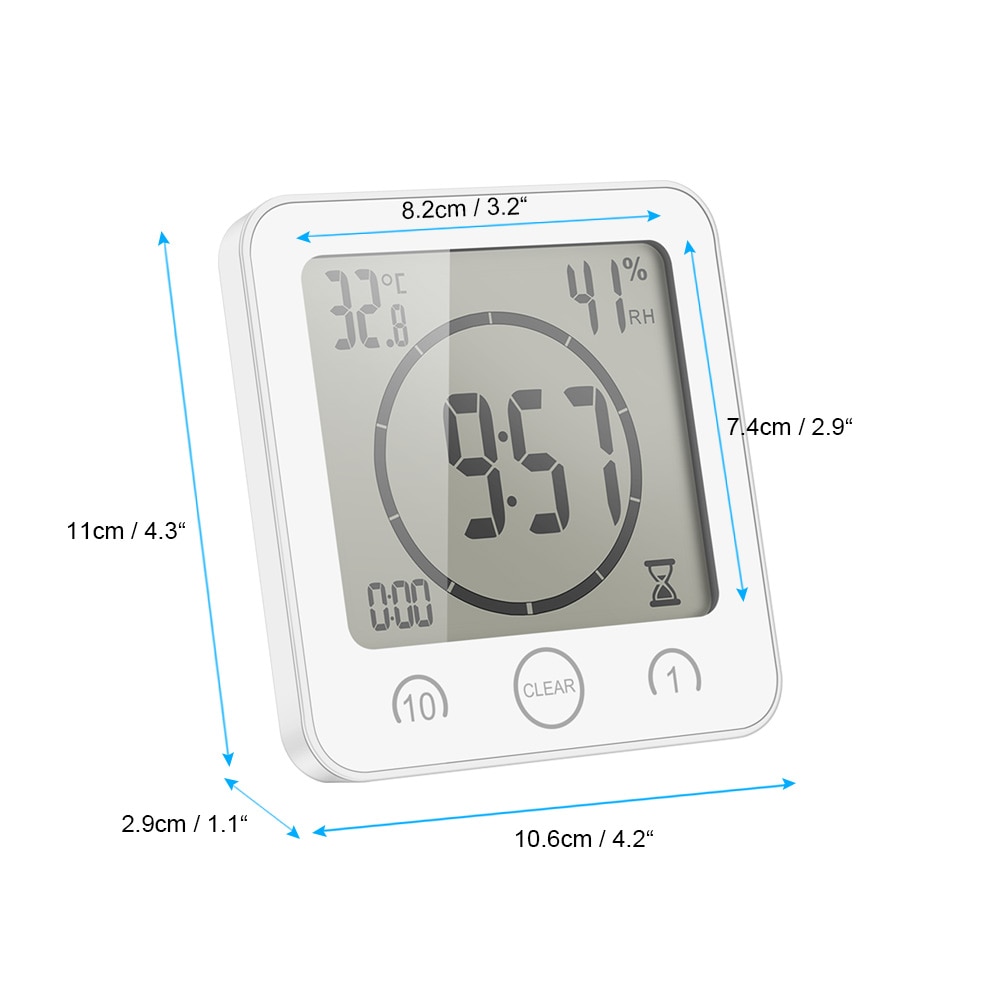 Reloj de pared Digital LCD para baño, cronógrafo de pared con pantalla LCD, resistente al agua, con temporizador, temperatura, humedad, para cocina y cuarto de baño