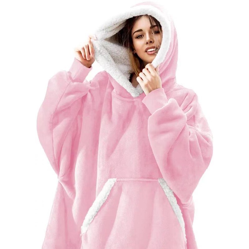 Winter Blanket with Sleeves Oversized Hoodie Fleece Warm Hoodies Sweatshirts Giant TV Blanket Hoody Robe: B1