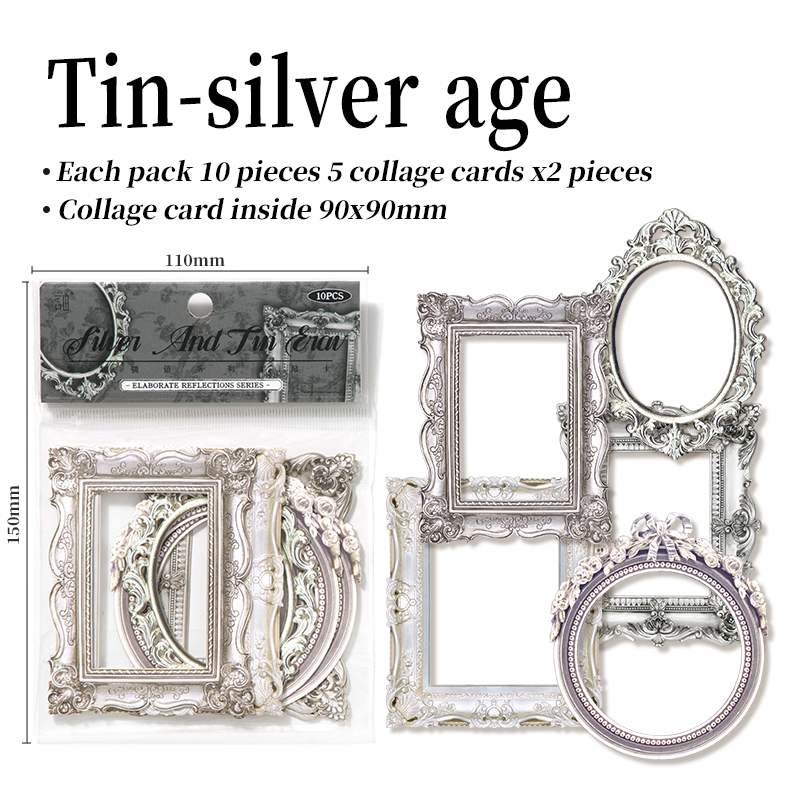 Marco de la serie de marcos Vintage, material de Collage temático, papel de álbum de recortes, suministros de diario de chatarra hechos a mano, 4 estilos, 10 piezas: Amarillo claro