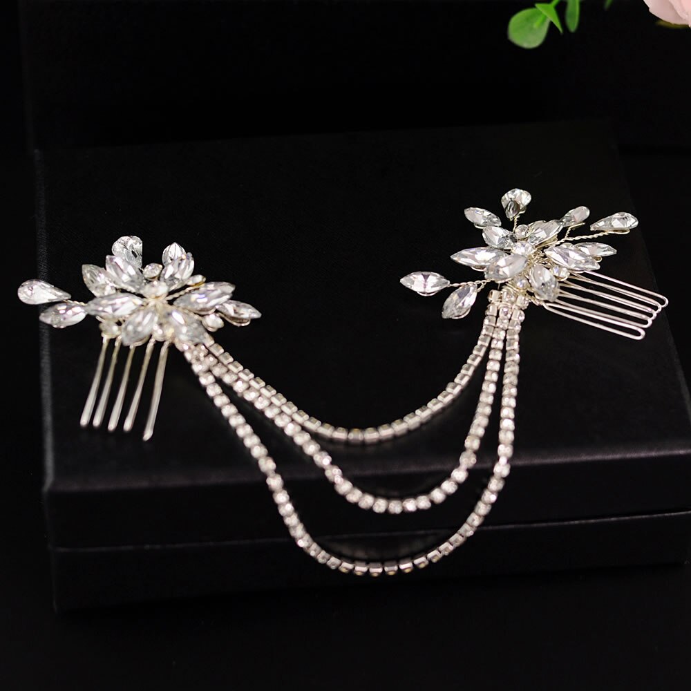 Peineta nupcial, horquilla de cristal, accesorios para el cabello de boda, Flor del pelo de perla, horquillas de diamante para el pelo de novia, pieza para el pelo de boda