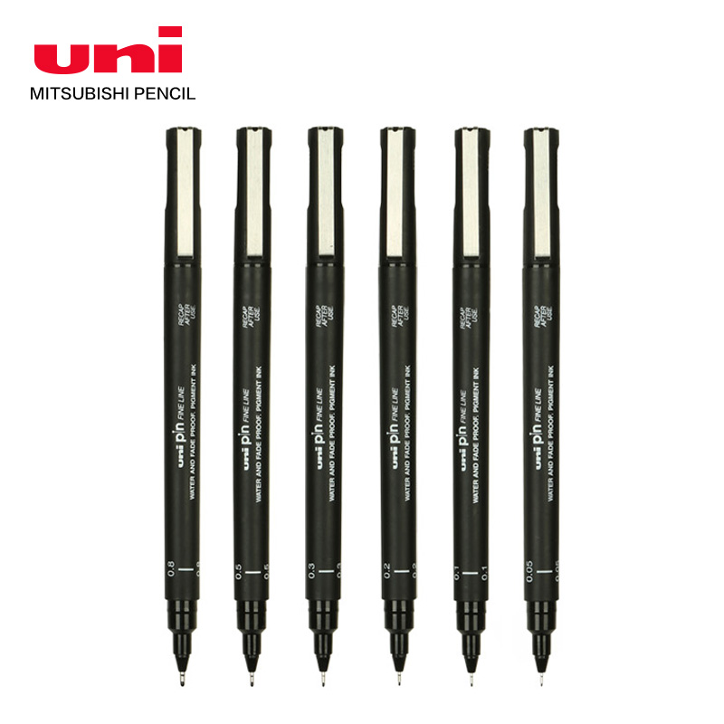 Uni pin fine line nål penne fiber nib tegnepenne vandtæt fin spids skitsering tekniske markører pin -200