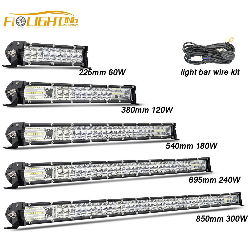 FI-Lighting 12V 24V Off Road LED Bar Spot Flood LED Light Bars / Work Light for Truck 4X4 UAZ 4WD ATV Car Barra LED Driving Fog