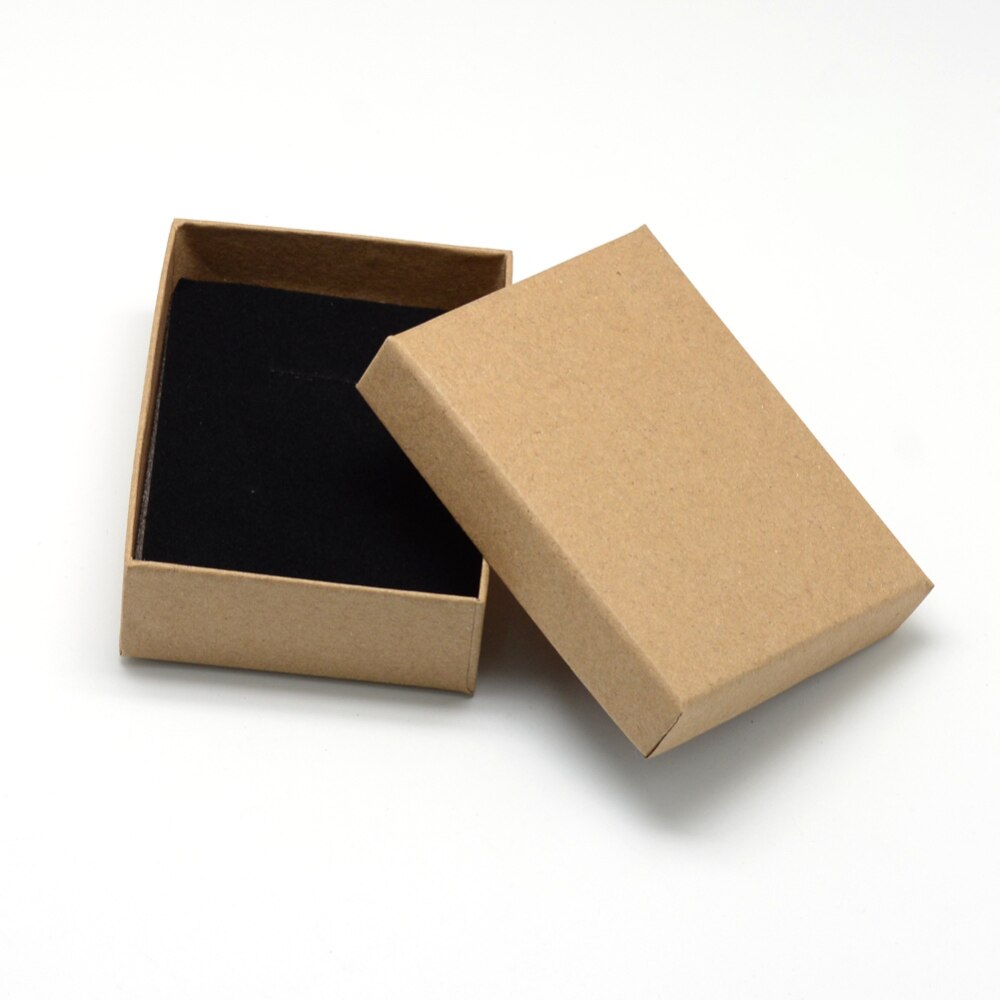 Caja de bisutería Kraft para , 24 Uds., cajas de cartón para anillo, collar, pendiente, joyería para mujer, embalaje de con esponja en el interior: 9x7x3cm