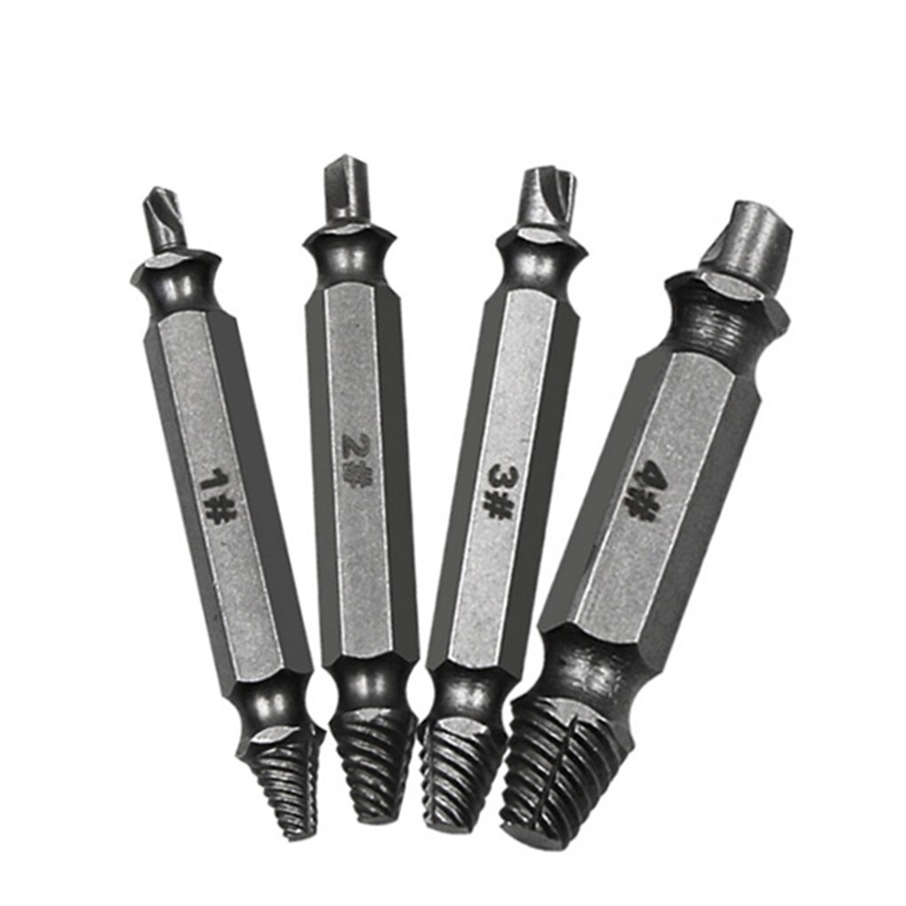 4pcs HSS Broken Head Screw Extractor Damaged Screw Extractor Woodworking Drill Bit Remover Quick-Release Easy-Pull Bolt Tool: bagged