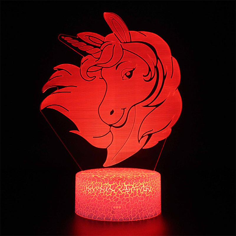 Linson 3D eenhoorn Led Licht eenhoorn Dier Lamp Led Nachtlampje USB Bureau Tafellamp Luminaria Home Decoratie Kinderen Speelgoed