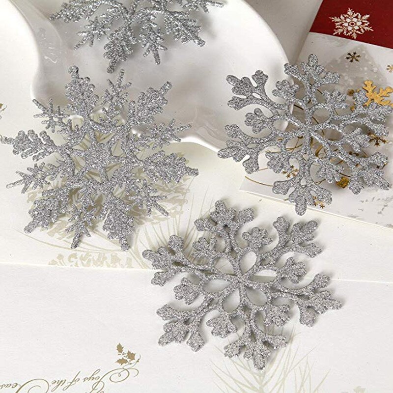 6Pcs 10Cm Kleurrijke Kerst Plastic Glitter Snowflake Xmas Boom Oranments Vrolijk Kerstfeest Decor Voor Thuis 2022 Gelukkig Nieuw jaar