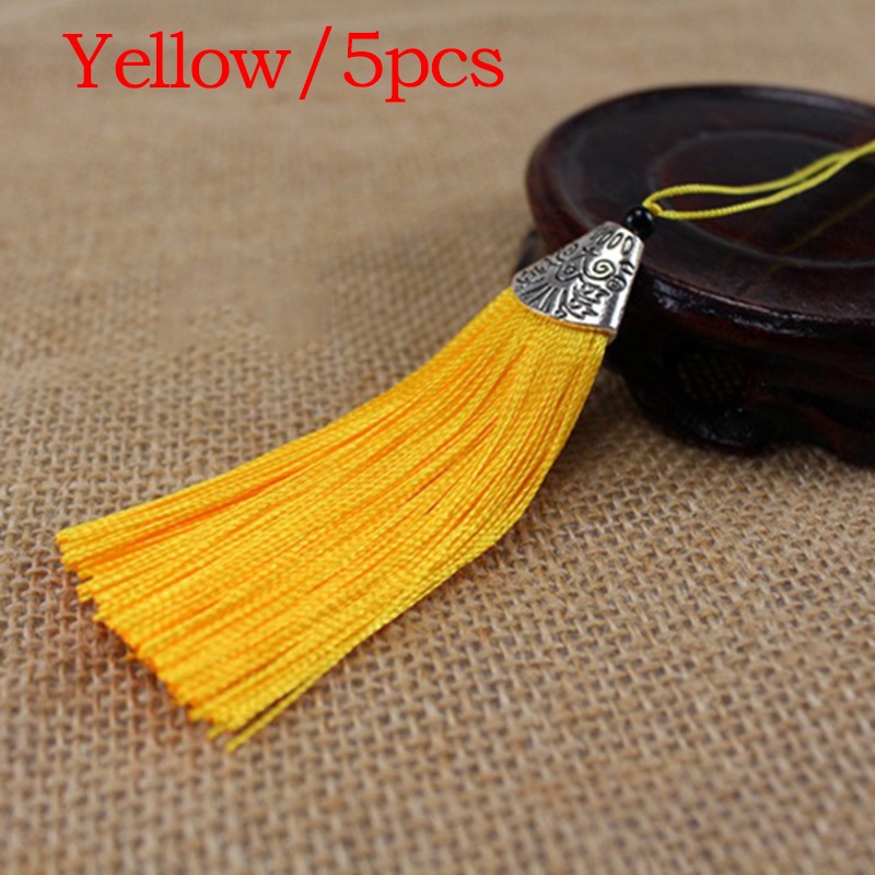 5Stck Gemischte Farbe 8cm Hängenden Seil Seide Quasten Randbereich NäHenne Knall Quaste trimmen Schlüssel Quasten Für Diy Verschönern vorhang Zubehör: 4