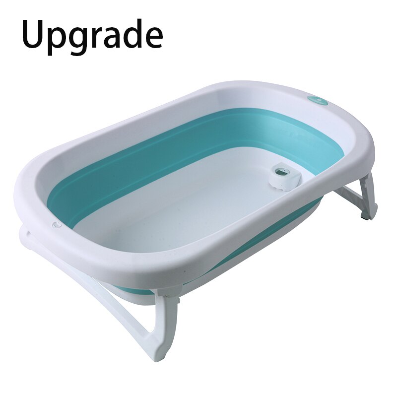 Folding Baby Bath Tub Plastic Bathtub With Thermometer Infant Collapsible Bathtub For Children For Bathroom Newborn Baby Product: blue