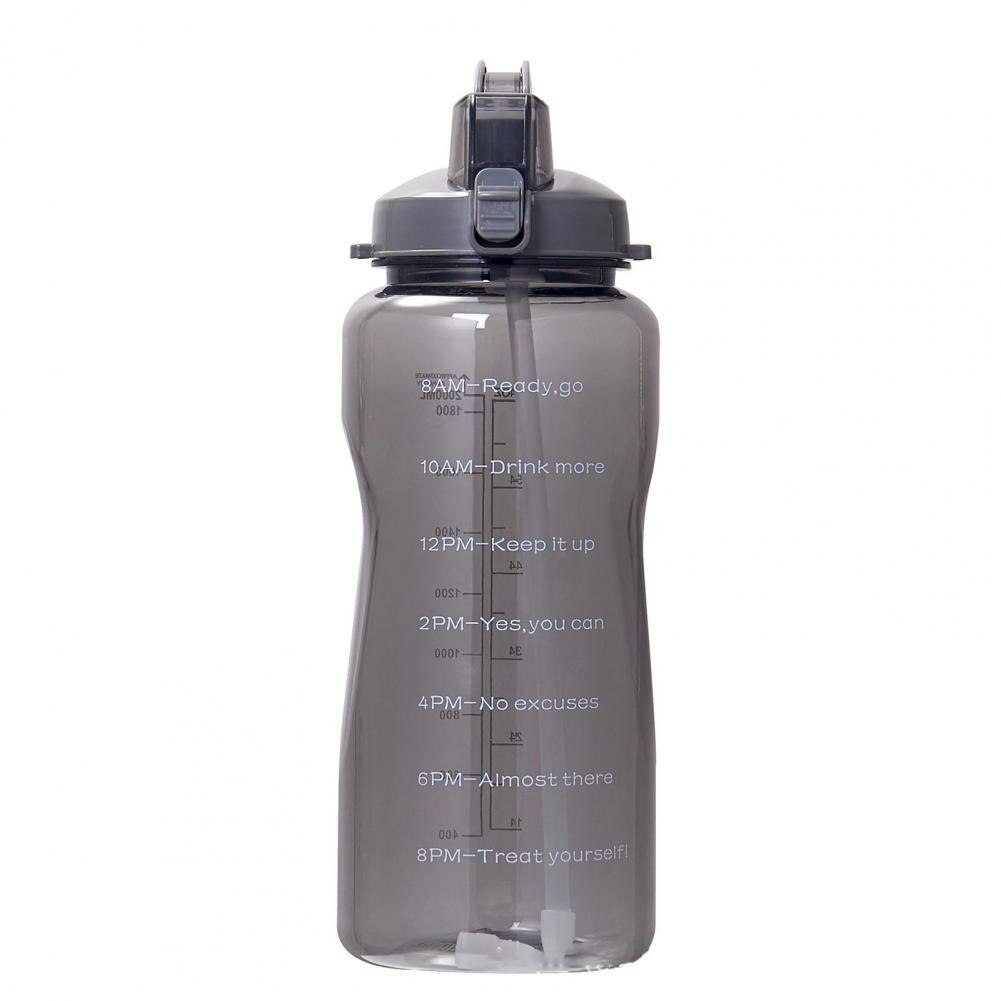 Tirtan 2L Stylish Outdoor Water Bottle Tasteless Kettle Time Marker for Fitness:  Black