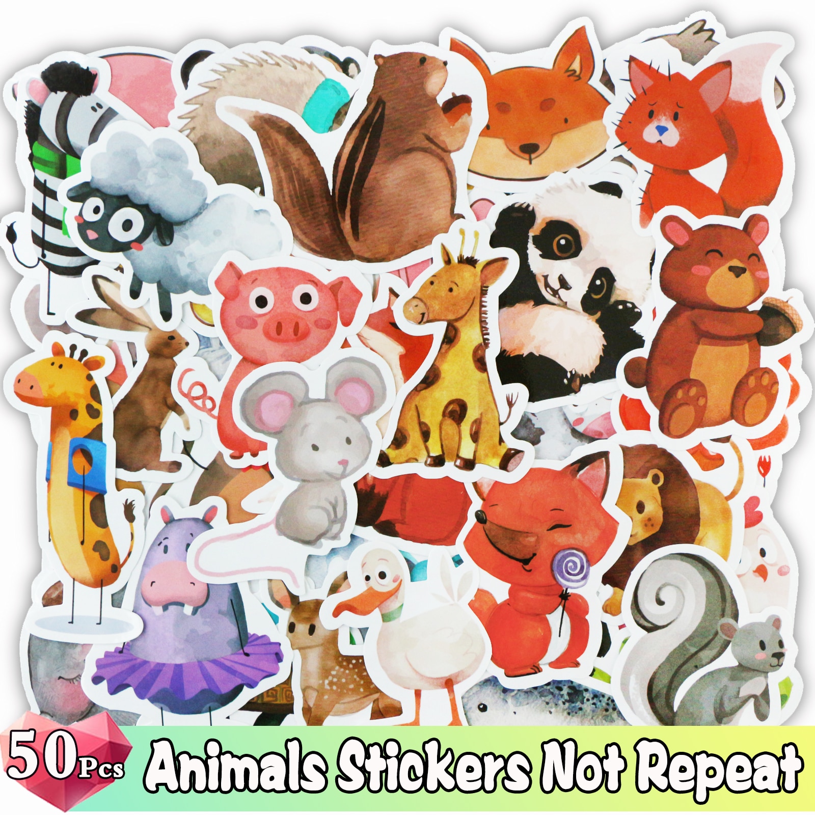 52/50 Pcs/Lot Color Stickers Graffiti Cartoon Animal Super Hero Sticker for Water Bottle Luggage Notebook Skateboard Kids Toy