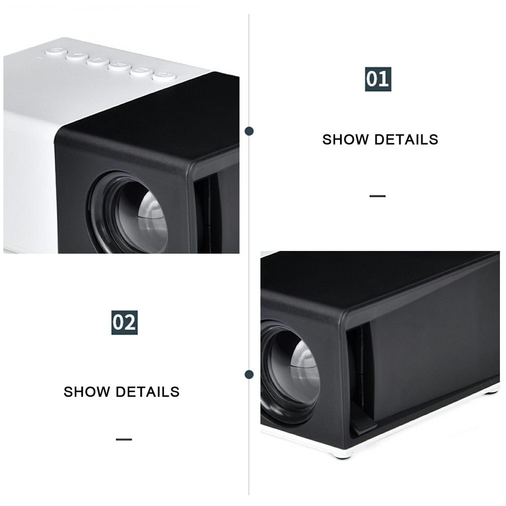 J9 Mini Projector Household Full LED Support AV CVBS Hdmi-compatible USB Multimedia Interfaces Beamer Projector