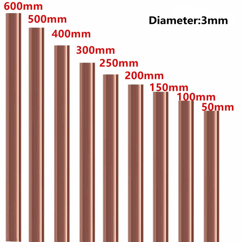 3mm diameter kobber rund stang fræsning svejsning metalbearbejdning 50-500mm længde