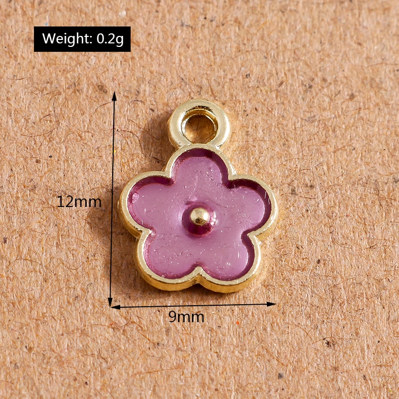 10Pcs 9*12Mm Lichtmetalen Enamel Leuke Bloem Bedels Voor Sieraden Maken Diy Handgemaakte Vrouwen Oorbellen Hangers kettingen Accessoires
