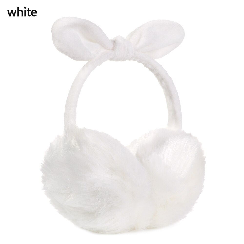 Winter Autumn Warm Faux Fur Earmuffs Cute Cat Ear Earflap Plush Earmuff for Girls Ladies Women Hairbands Ear Muffs: 1-white