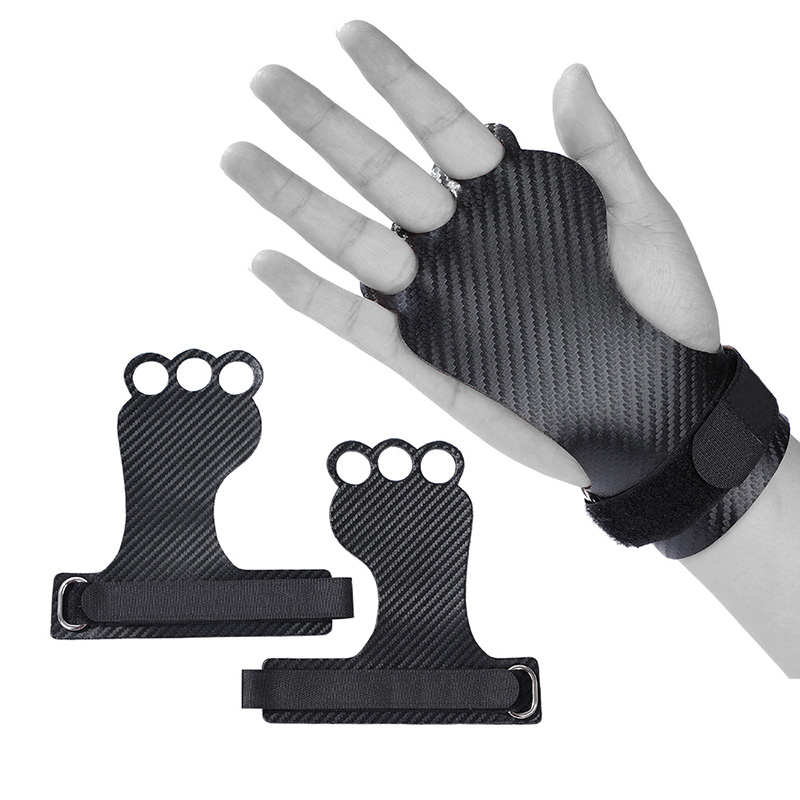 Empuñaduras de mano de carbono para gimnasia, guantes de agarre para levantamiento de pesas, Crossfit, Protector de Palma de entrenamiento, ergonómico