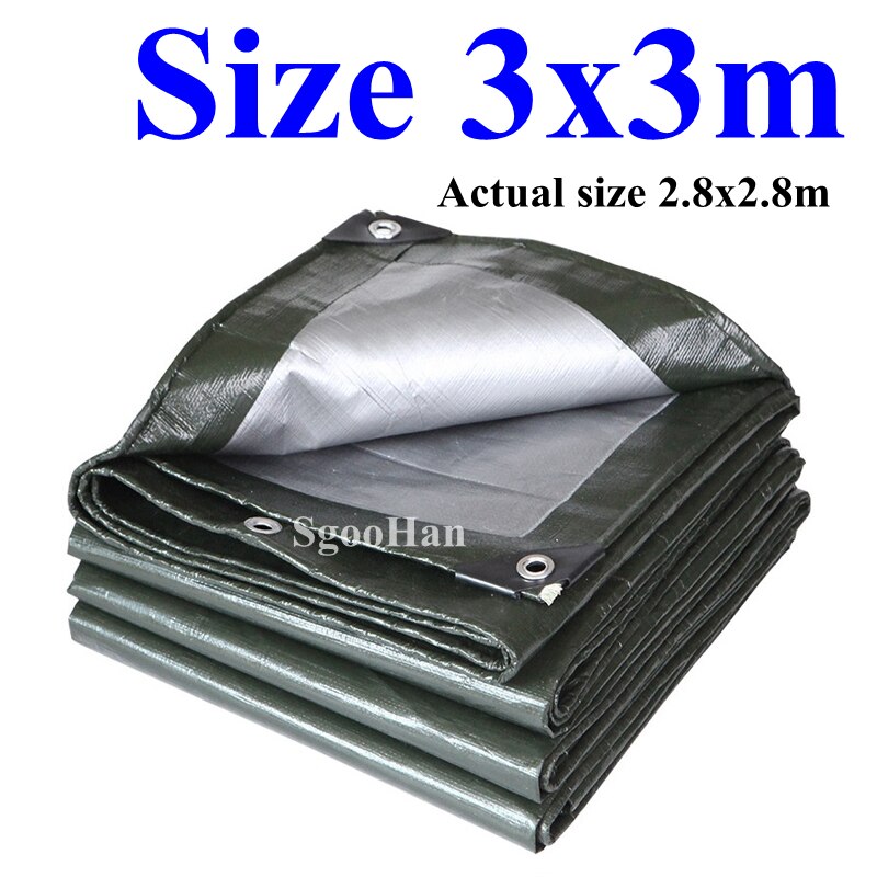 Lona de PE impermeable para jardín, toldo para exteriores, vela de sombra, barco de Camping, camión, dosel de suelo, casa de mascotas, tela impermeable: 3x3m