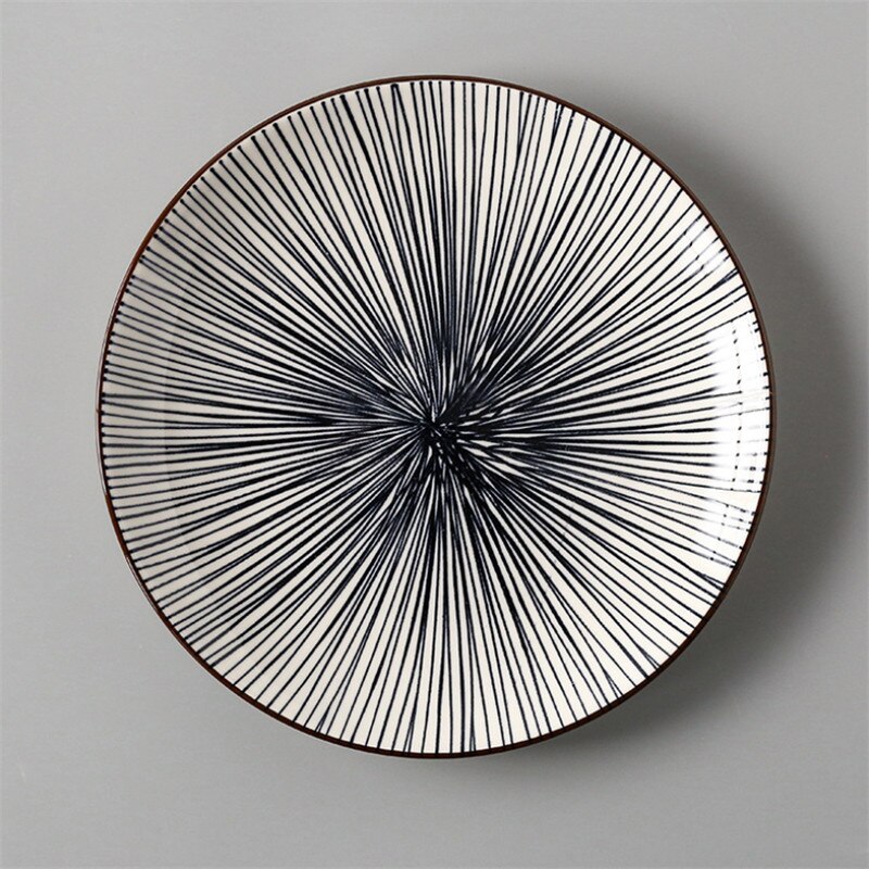 Japanese Style 8 Inch Ceramic Under Glazed Vegetable Dinner Plate Simple Dessert Plate Household Small Steak Dish Food Container: L