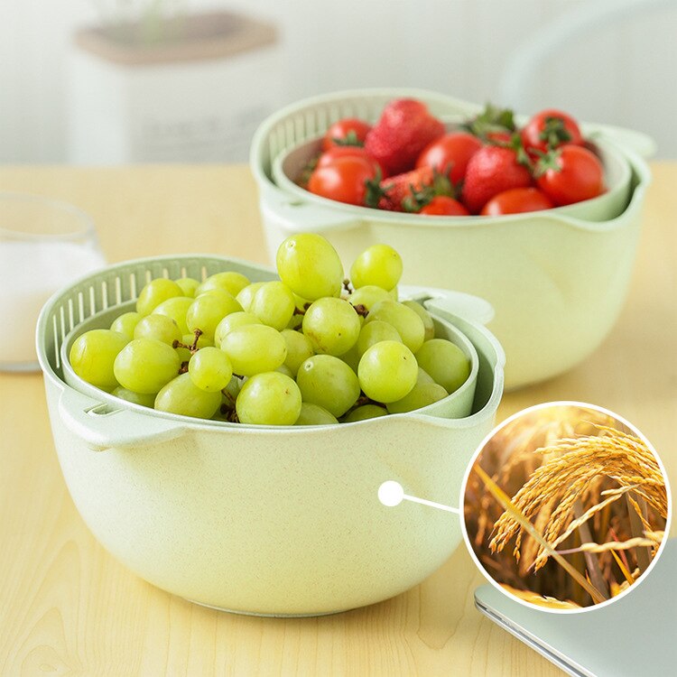 2 in 1 Kitchen Strainer/Colander Bowl Sets, Large Plastic Washing Bowl and Strainer, Detachable Colanders Strainers Set