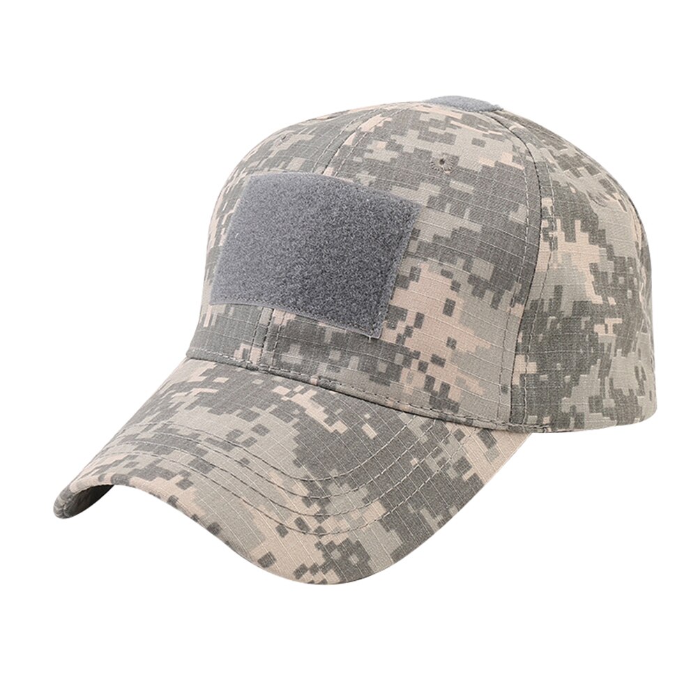 Justerbar velcro ensfarvet multifunktionel solhat udendørs mænd camouflage baseball cap: 3c