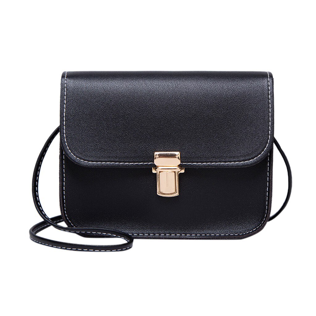 OCARDIAN Solid PU Leather Shoulder Bag For Women Buckle Handbag Small Square Bags Ladies Messenger Bags Sac Main Femme: Black