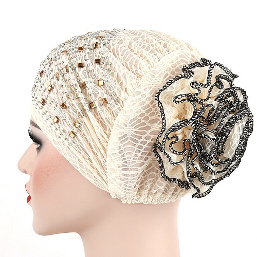 #5 kvinder muslimsk stretch turban hat kemo hårtab hovedtørklæde wrap hijib kasket freeship: Beige