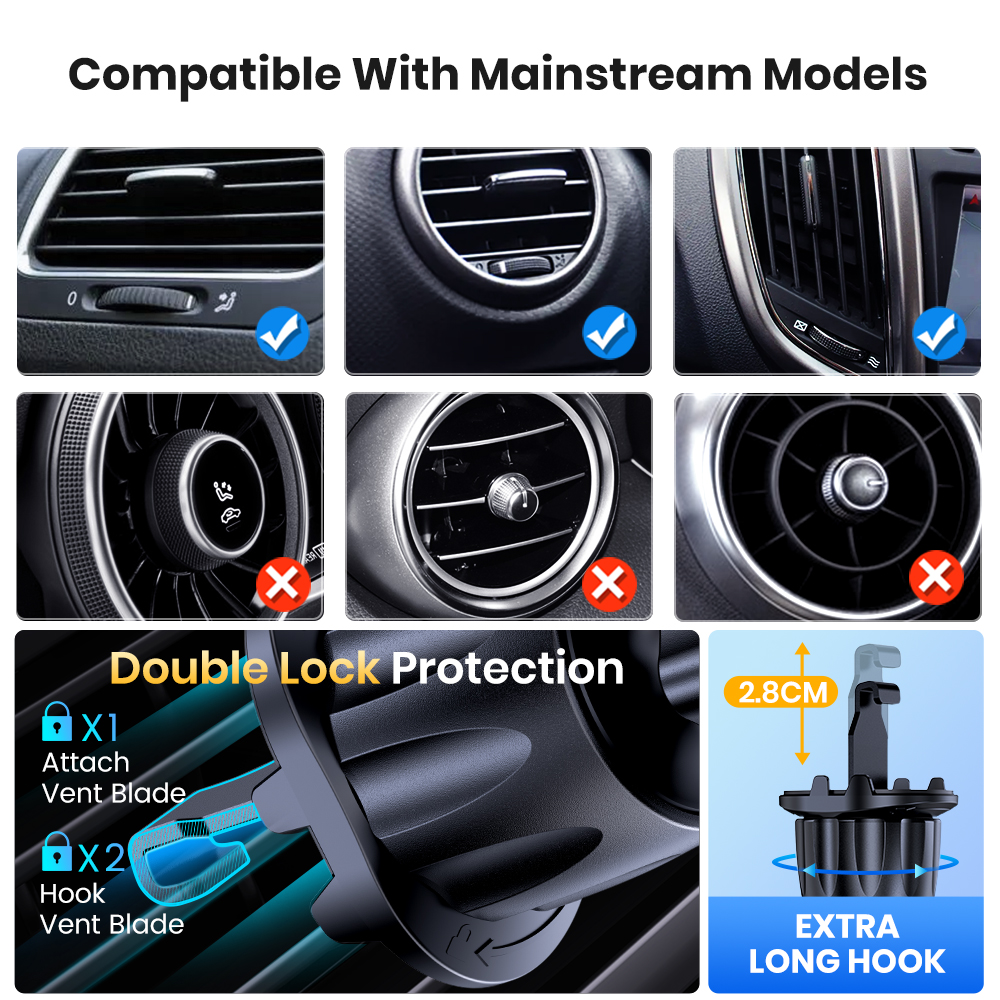 TOPK voor Magsafe autohouder, magnetische telefoonhouder voor auto-ontluchter telefoonhouder 360 ° Rotatie telefoonhouders voor iPhone 15