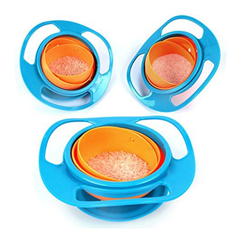 Magic Gyro Bowl 360 Rotate Spill-Proof Infants Toddler Baby Kids Training Feeding Bowl No Spill Baby Bowl Children's Safety: Blue