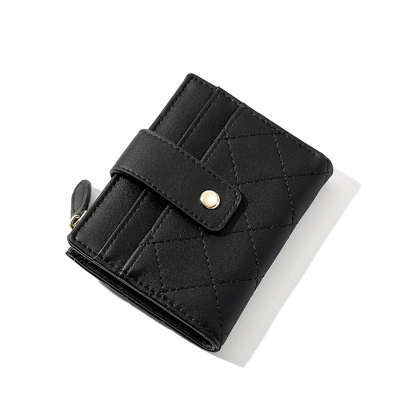 Merk draad geruite kleine portemonnee dames rits portemonnee kaarthouder shout portemonnee dames clutch portemonnee dames carteira: Zwart