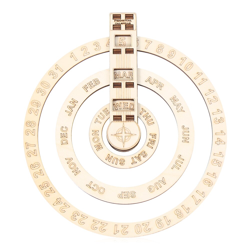 Wooden Wall Calendar Round Rotating Wall Decoration Adjustable Birthday Reminder Calendar Sign Home DIY Crafts: Default Title