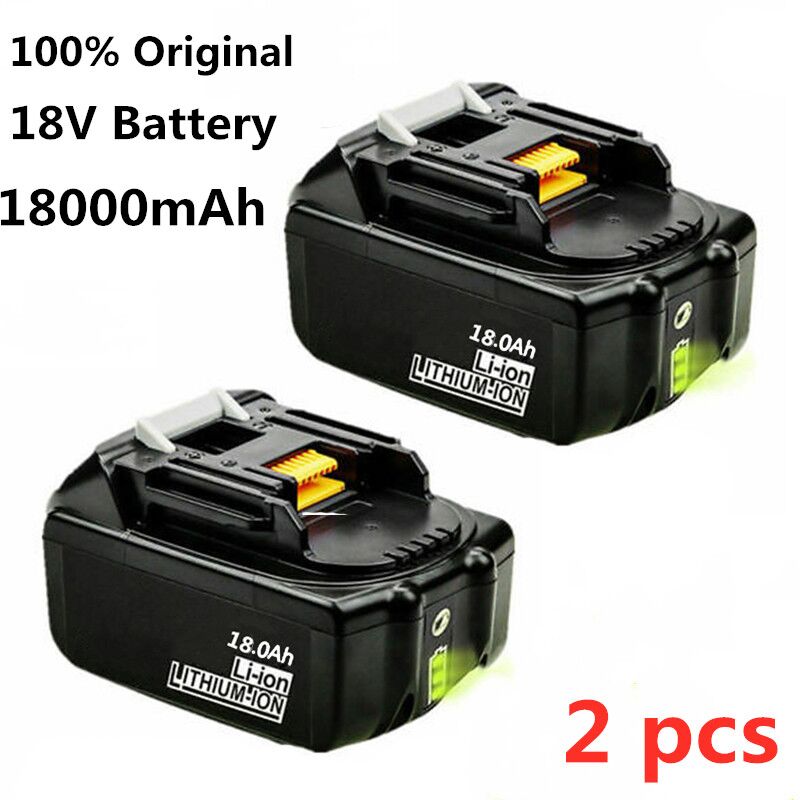Original 18V 18Ah Rechargeable Battery Li-Ion Battery Replacement Power Tool Battery for MAKITA BL1880 BL1860 BL1830+3A Charger: Black