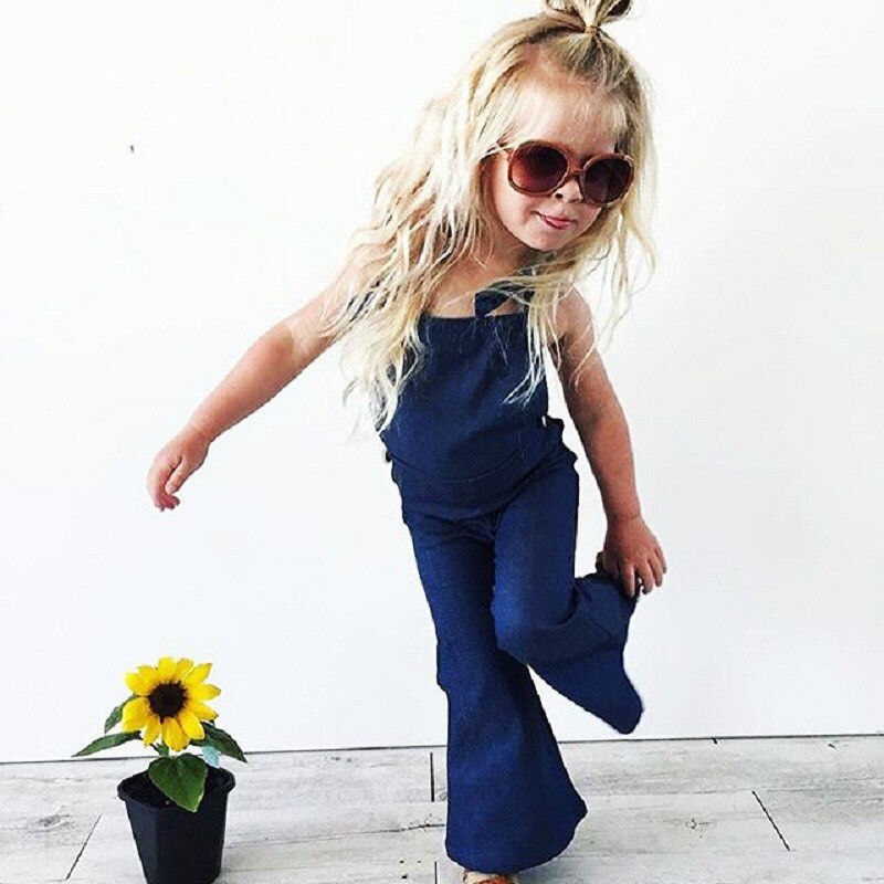 1-6Years,Kids Baby Meisjes Kleding Denim Riem Bib Broek Romper Backless Effen Kleur Lama Broek Casual Jumpsuit