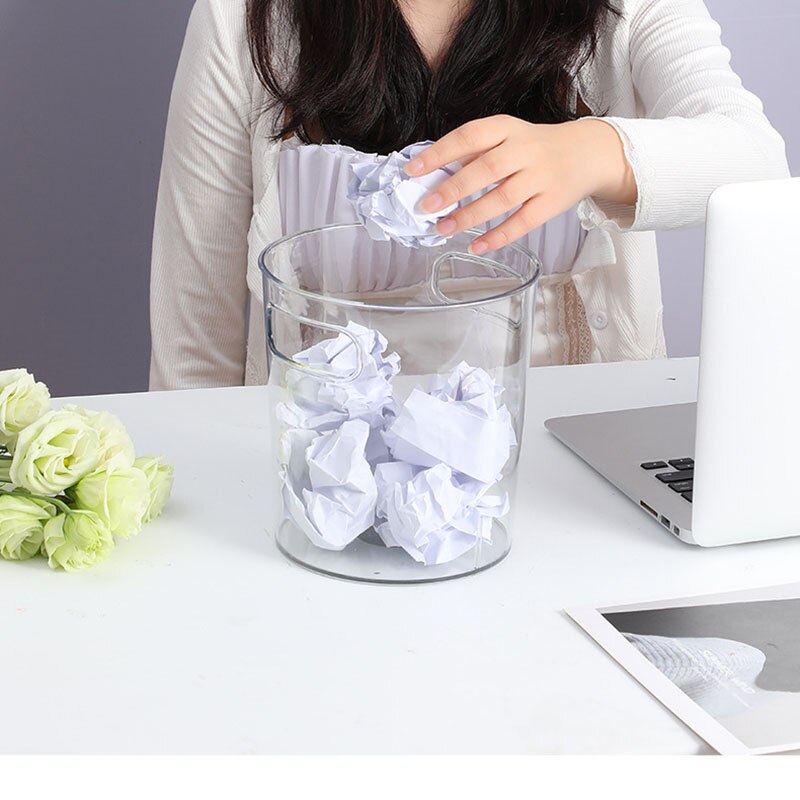 Small Bedroom Trash Bin Recycling Office Living Room Plastic Waste Bin Transparent Vase Lixeira Banheiro Cleaning Tools