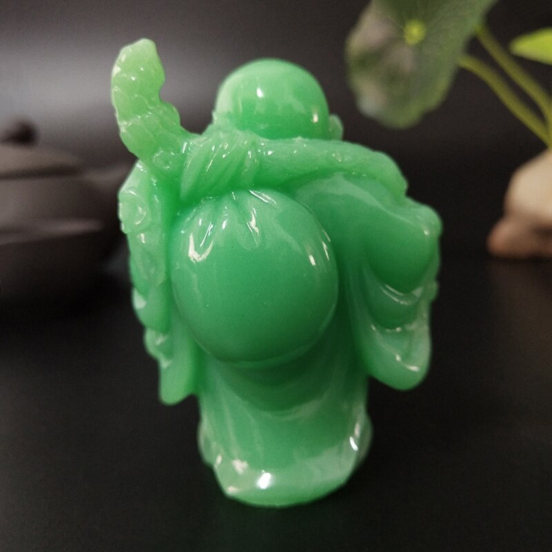 Gloeiende Chinese Maitreya Boeddha Standbeeld Sculptuur Kunstmatige Jade Stenen Ornamenten Lachende Boeddha Standbeelden Beeldjes Woondecoratie