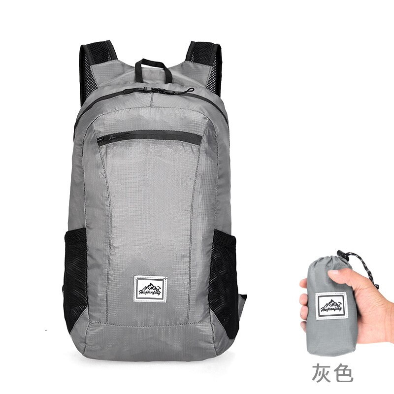20L Lightweight Portable Foldable Backpack Waterproof Backpack Folding Bag Ultralight Outdoor Pack for Women Men Travel Hiking: Gray-20L