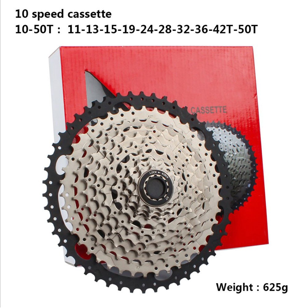 MTB Bicycle 10 Speed 11-50T Cassette Freewheel Bike Flywheel Cog Sprocket Steel Plate Bike Parts Accessories: Silver