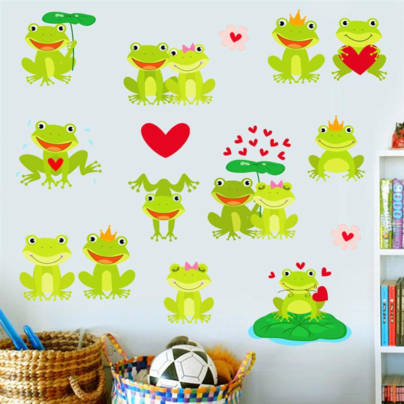 1PC Frog Wall Decal Removable PVC Wall Sticker Decorative Wallpaper for Home Living Room Bedroom Kids Room(Light Green)